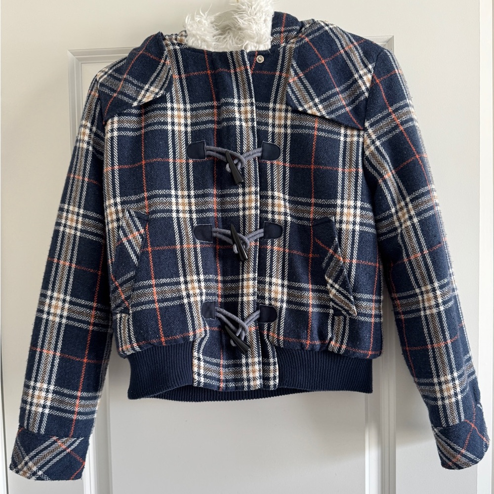 Juicy Couture Navy Plaid Coat